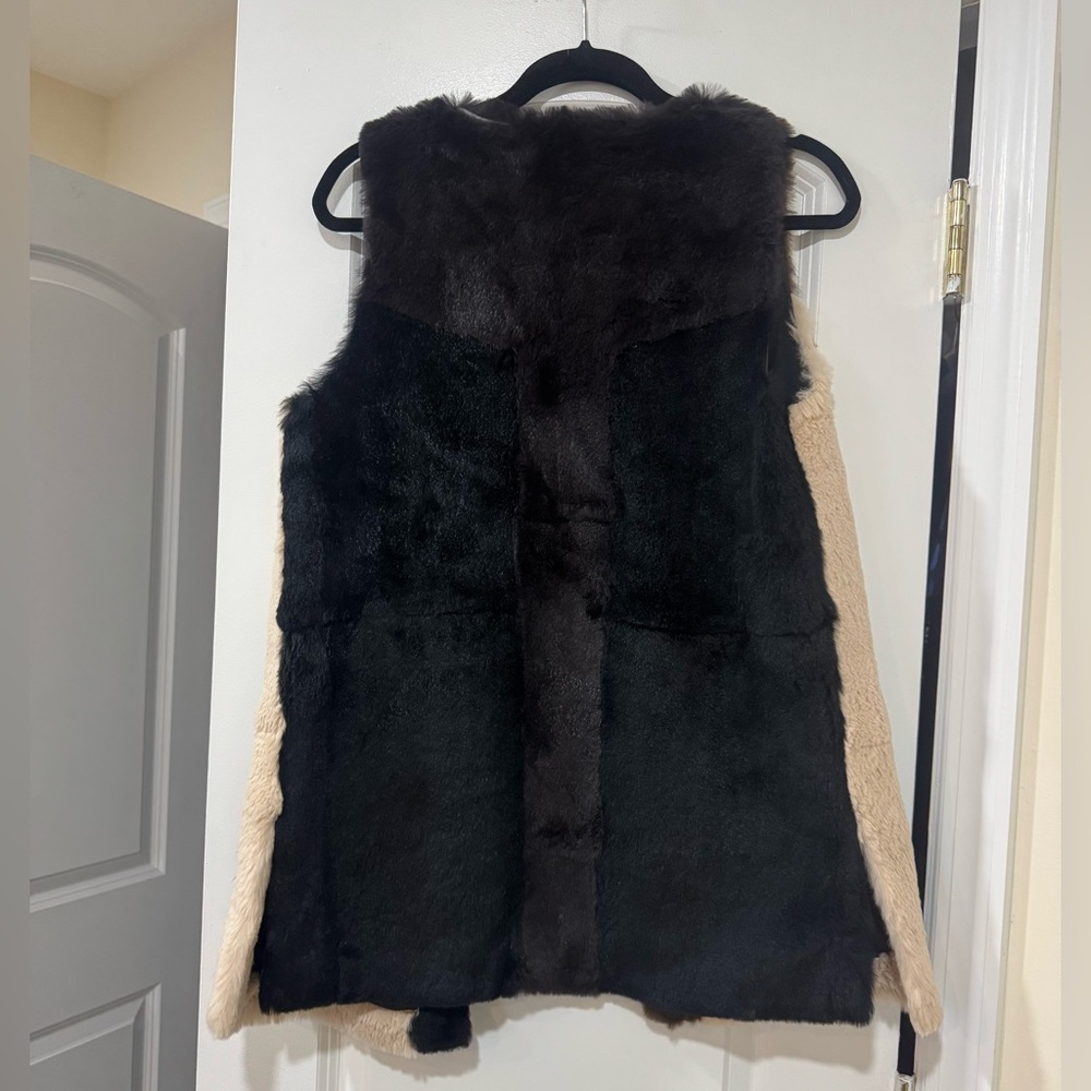 525 America Colorblock Real Rabbit Fur Vest - Picture 3 of 4